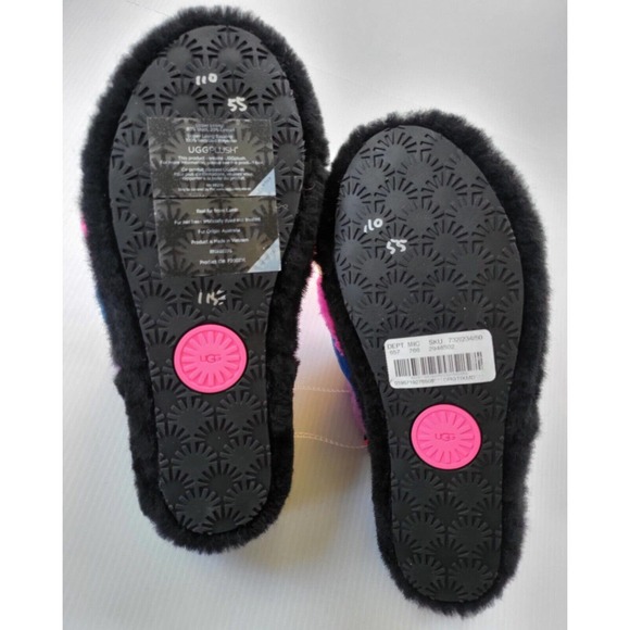 UGG Fluff Yeah Classic Slides Black Taffy Pink Neon Women's Size 7 - Picture 6 of 8